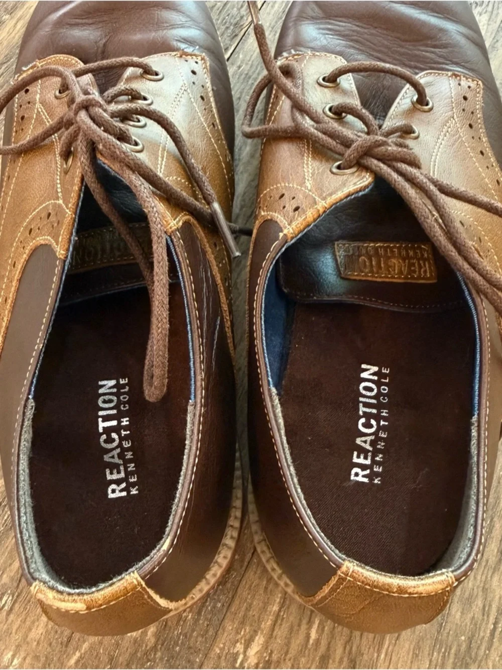 Kenneth Cole Reaction Spencer‎ Racer Brown Leather Oxford Shoes Men's Size 8